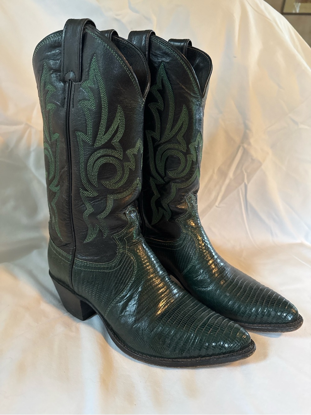 Vintage Justin L4709 Green Lizard Leather Western Cowboy Boots Women’s 7B